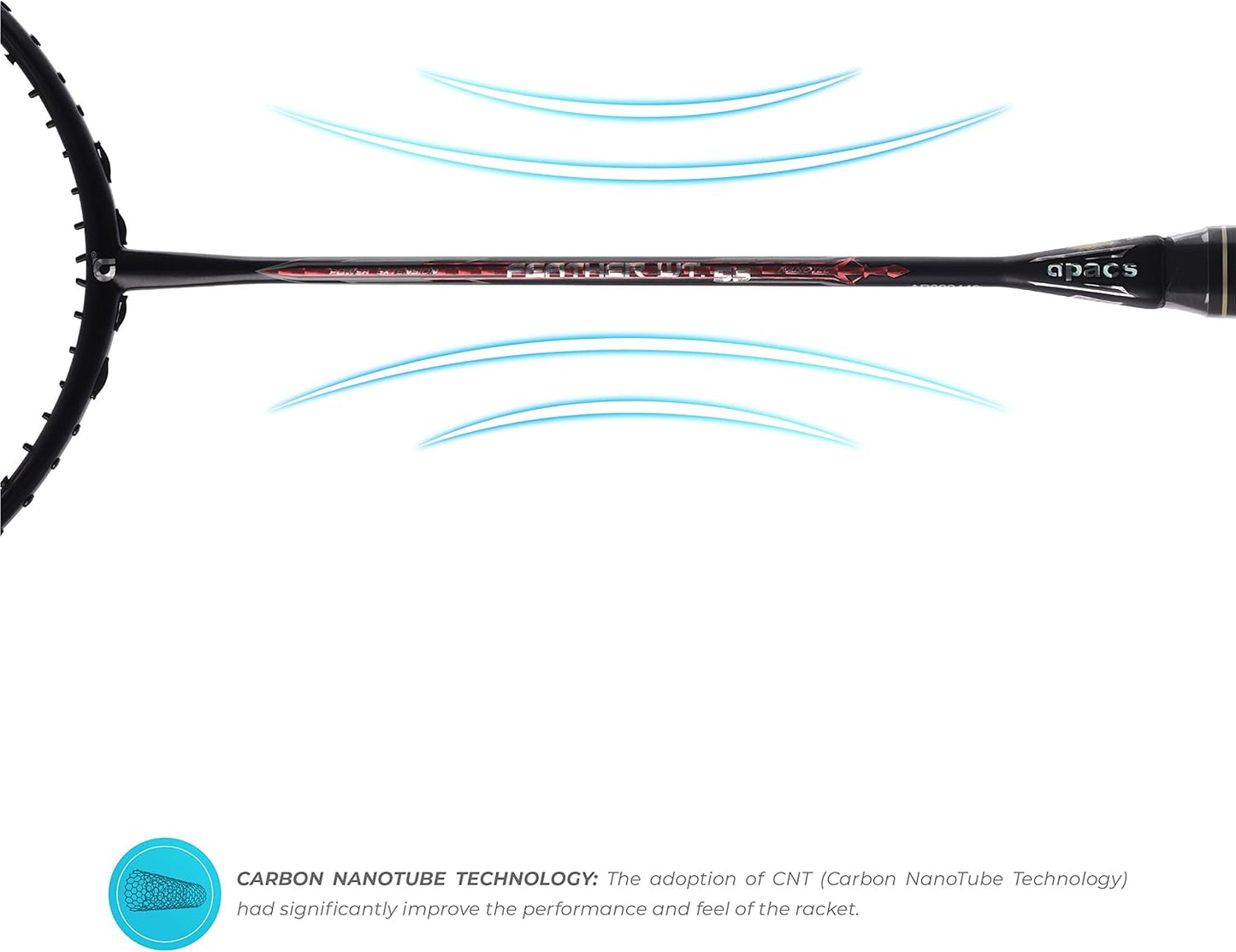 مضرب كرة الريشة Apacs Feather Weight 55 (خفيف الوزن للغاية) غير موتر (أسود برتقالي)