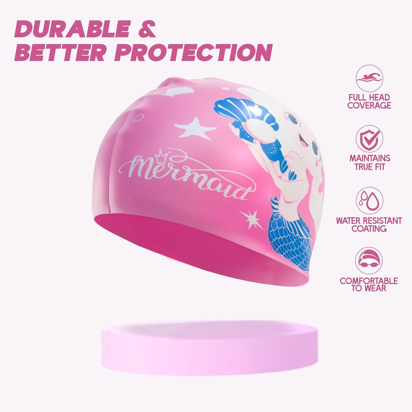 قبعة سباحة مقاومة للماء من Konex للرجال والنساء والفتيان والفتيات | سيليكون | مقاس واحد يناسب الجميع | لا تسحب الشعر | تمنع التلف الكيميائي