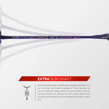 مضرب كرة الريشة Apacs Nano Fusion Speed 722 (76 جرام، 30 رطل) خفيف الوزن للغاية بدون أوتار مع غطاء كامل (أرجواني)