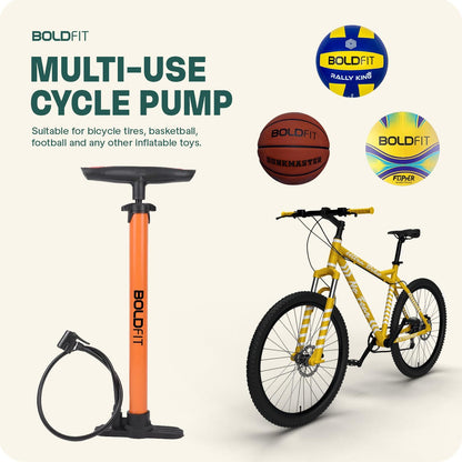 Boldfit High-Pressure Air Pump for Bicycles | Air Pump for Bicycles and Footballs, Balloon Pump for Quick Inflation | Bicycle Tire Inflator with Needle | Portable Air Pump for Bicycles and Balls