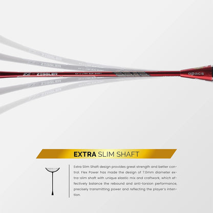 Apacs Z-Ziggler (غير مشدودة، أقصى شد 38 رطلاً) عمود رفيع 6.4 مم | صنع في فيتنام | مضرب تنس طاولة 100% جرافيت ياباني مع غطاء كامل مجاني | G2-4 1/8 بوصة (أحمر غير لامع)