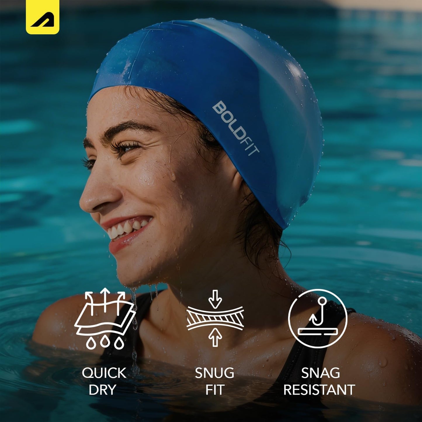 Boldfit قبعة سباحة للجنسين للرجال والنساء