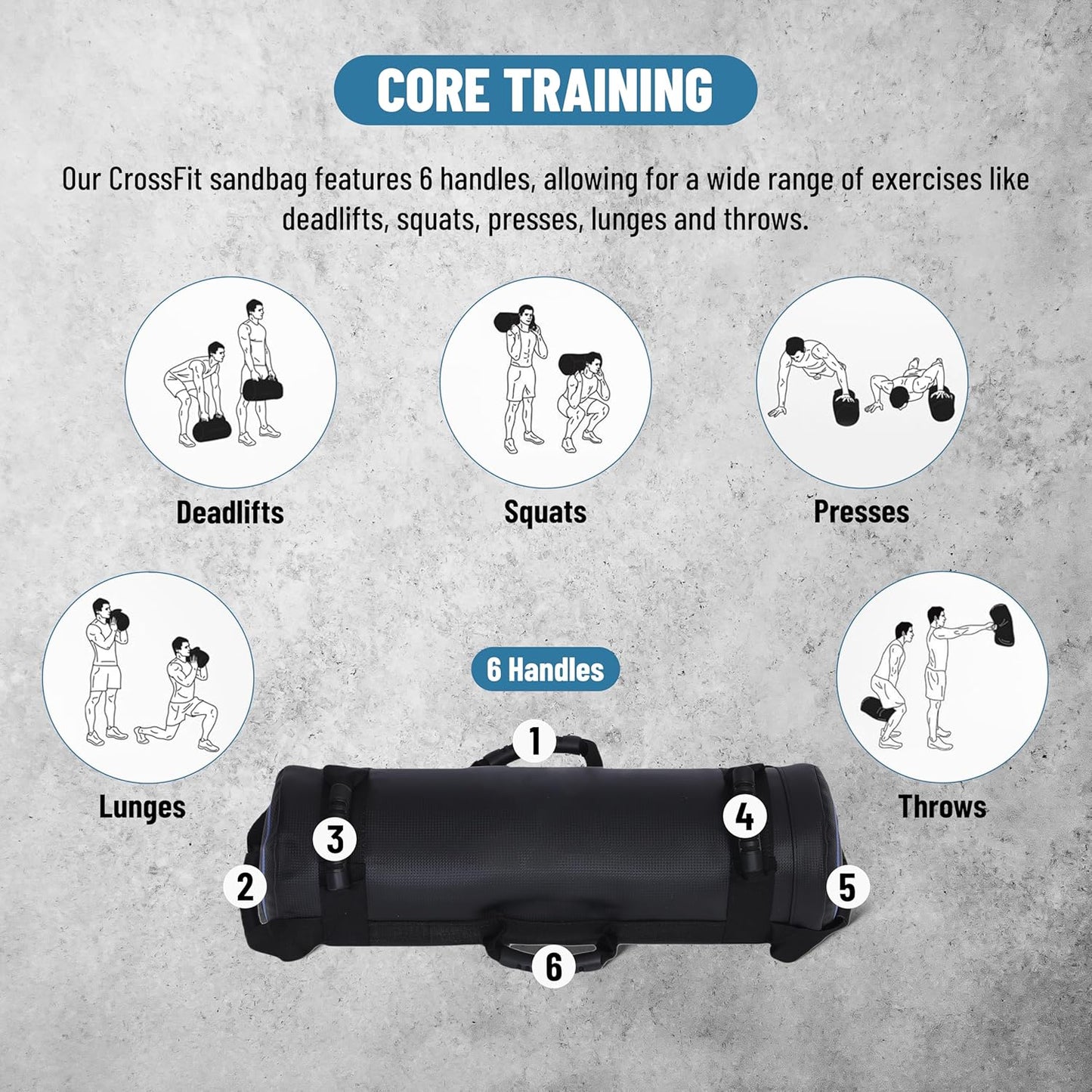 Endless Premium Power Bag with Multi-Position Handles and Zipper | Sand and Leather | for Weight Training, Yoga, Heavy Duty Training, and Gym Workouts