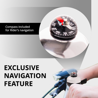 Endless EL1057 Classic جرس دراجة | جرس دراجة كلاسيكي | المادة: سبائك الألومنيوم | يمكن استخدام هذا الجرس الصاخب في مقود الدراجات على الطرق والجبل | يحتوي هذا الجرس على بوصلة لتحديد الاتجاه