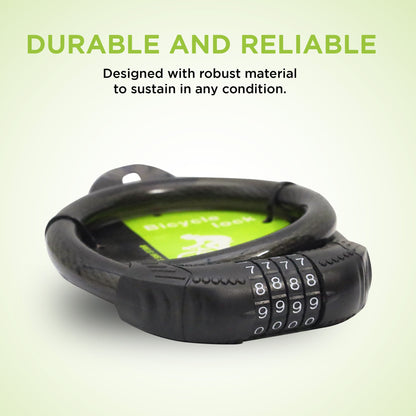 Endless EL1053 قفل متعدد الأغراض للدراجات والدراجات والخوذة والأمتعة مع قفل كبل قابل لإعادة الضبط بأربعة أرقام | أسود | المادة: الفولاذ المقاوم للصدأ والمطاط | حماية شديدة التحمل ضد السرقة لجميع الأغراض