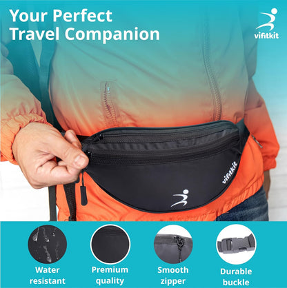 حقيبة خصر Vifitkit للرجال، حقيبة خصر للنساء، حقيبة خصر للرجال، حقيبة خصر للنساء، حقيبة صدر للنساء، حقيبة خصر للرجال، حقيبة خصر للأولاد، حقائب خصر للبنات، حقيبة خصر - أسود