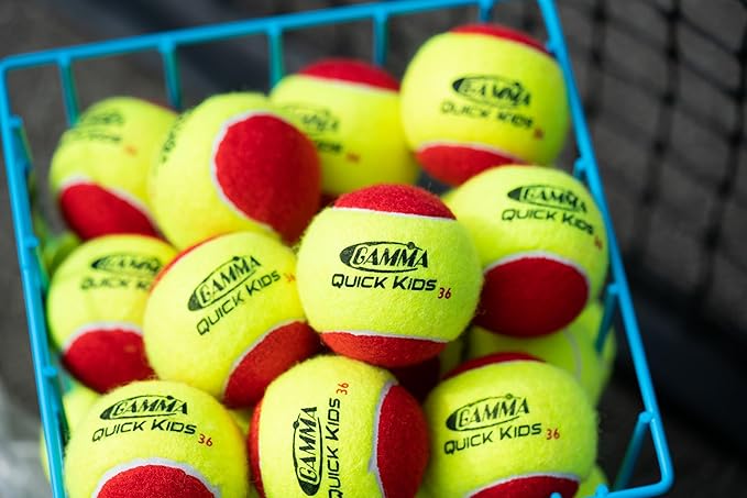 GAMMA Quick Kids 36 Training Tennis Balls for Kids & Beginners, Low-Compression Core Reduces Speed & Bounce, Great for Tennis Practice, USTA & ITF Approved for Use in 10 & Under Tournaments
