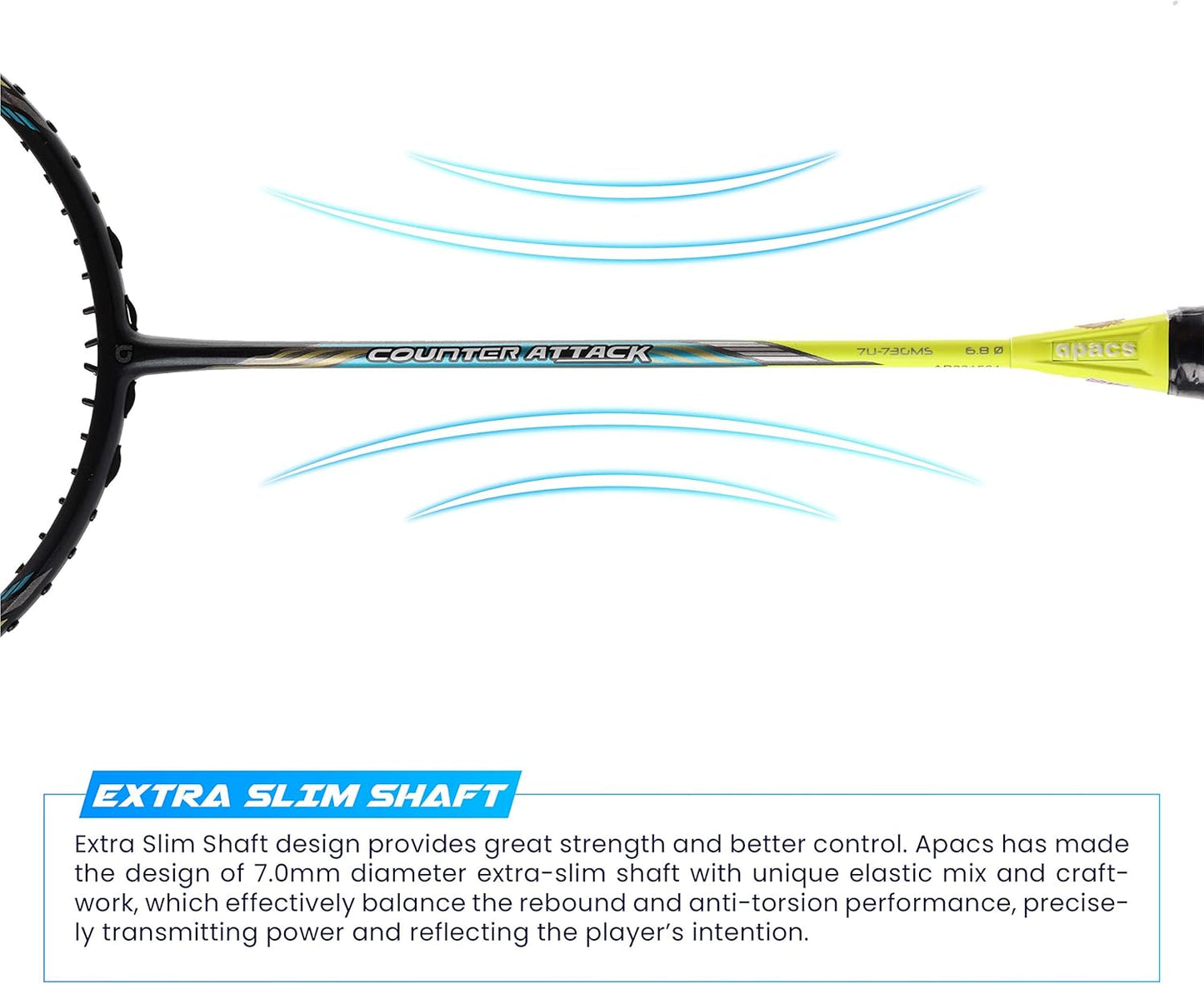 مضرب كرة الريشة APACS Counter Attack Unstrung (أزرق داكن/أصفر مطفي)