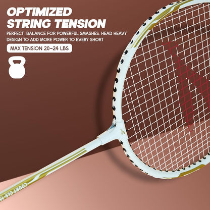 مضارب كرة الريشة Konex مع غطاء كامل، عبوة من 2 قطعة