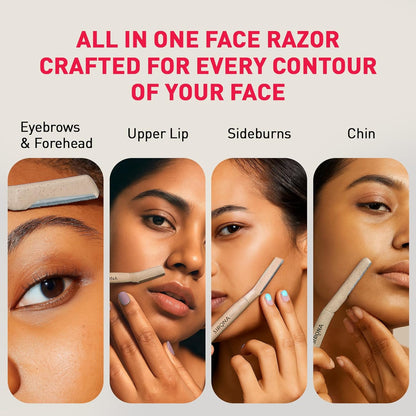 ماكينة حلاقة الوجه Sirona Blink and Glow للنساء - 3 شفرات حلاقة | إزالة شعر الوجه والشفاه العليا، أداة تشكيل الحواجب وتقشير البشرة