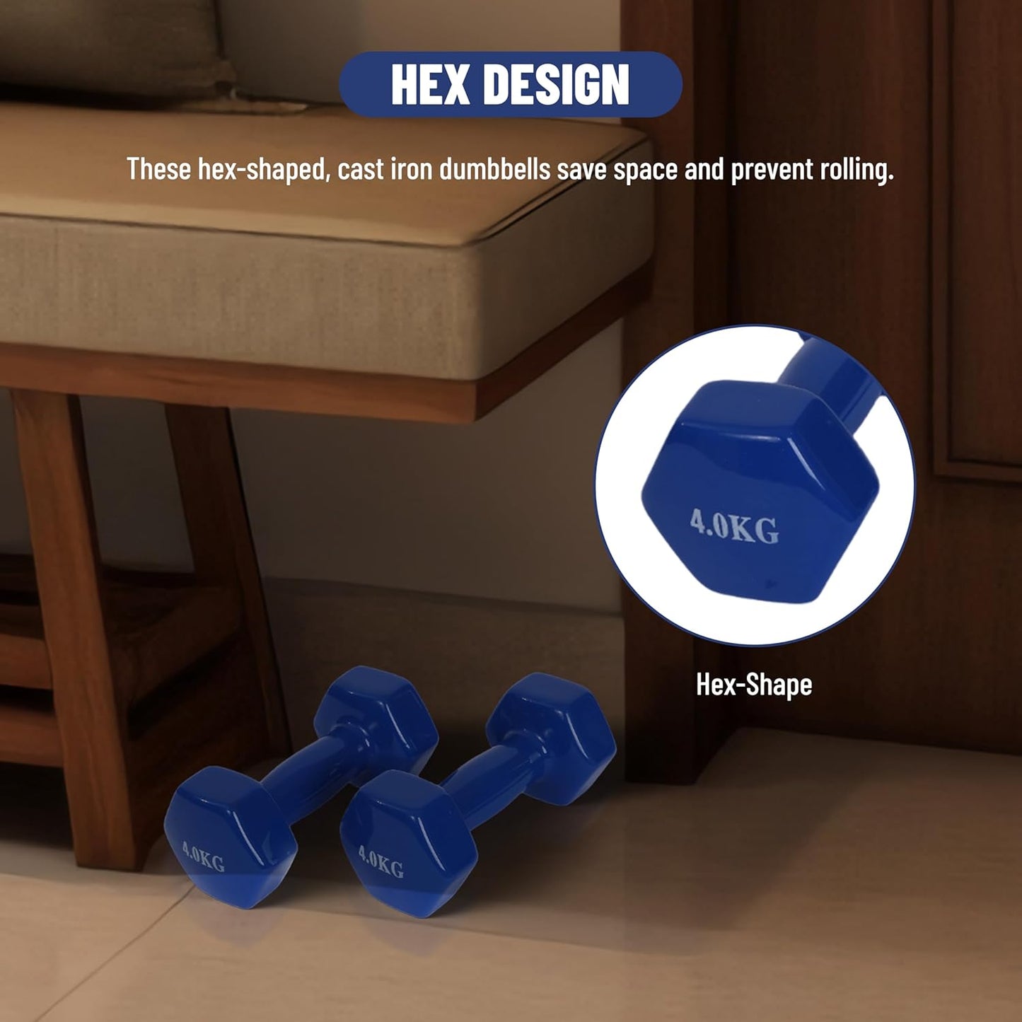 Endless Pair of Vinyl-Coated Fixed Dumbbells | Vinyl-Coated Iron | Compact Weights for Home Gym, Workouts, Fitness, Men & Women
