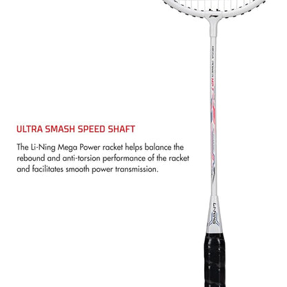 Li-Ning Mega Power مضرب تنس الريشة مع إطار Smash Power مع غطاء كامل مجاني