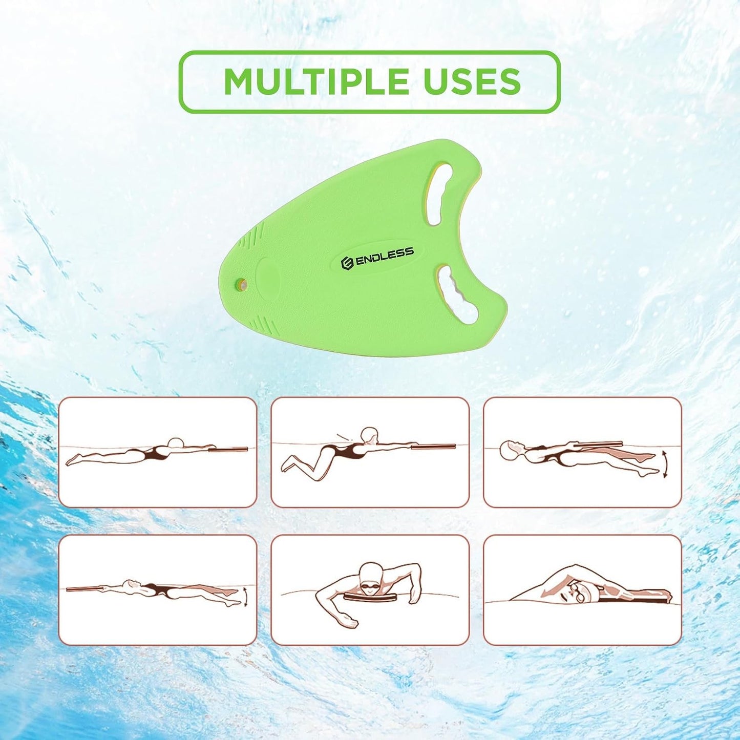 Endless EVA Swimming Kickboard with Double-Sided Streamlined Ergonomic Design | EVA Material | Ideal for Beginner Swim Training | Suitable for Kids & Adults