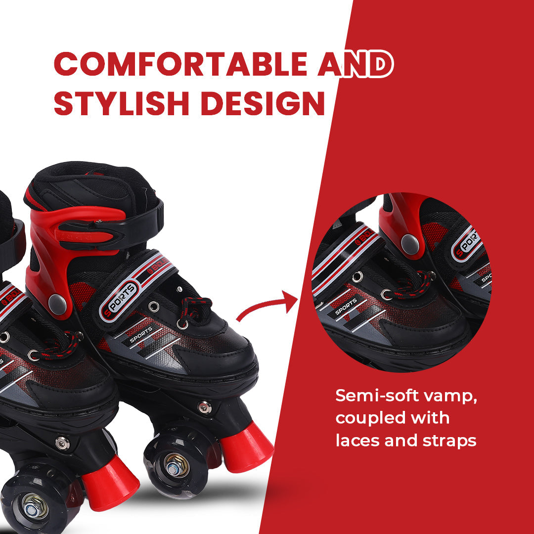 Endless EL1029 حذاء تزلج مضمن قابل للتعديل مقاس M 34 EU - 38 EU للأطفال من سن 6 إلى 12 عامًا | هيكل قوي وعجلات وامضة من مادة البولي يوريثين مقاس 70 مم | محامل ABEC 7 | للاستخدام الداخلي والخارجي