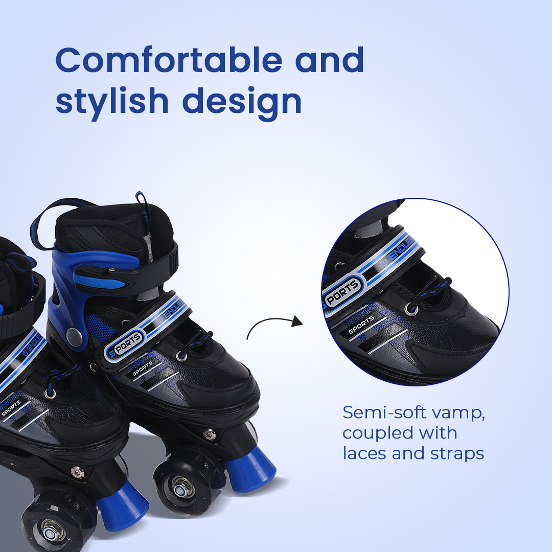 Endless EL1029 حذاء تزلج مضمن قابل للتعديل مقاس M 34 EU - 38 EU للأطفال من سن 6 إلى 12 عامًا | هيكل قوي وعجلات وامضة من مادة البولي يوريثين مقاس 70 مم | محامل ABEC 7 | للاستخدام الداخلي والخارجي