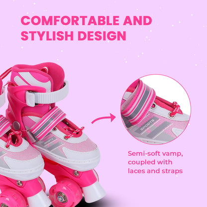 Endless EL1029 حذاء تزلج مضمن قابل للتعديل مقاس M 34 EU - 38 EU للأطفال من سن 6 إلى 12 عامًا | هيكل قوي وعجلات وامضة من مادة البولي يوريثين مقاس 70 مم | محامل ABEC 7 | للاستخدام الداخلي والخارجي