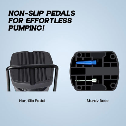 مضخة هواء كونيكس عالية الضغط مع مقياس للدرجات للدرجات الهوائية والدراجات وإطارات السيارات وكرة القدم وكرة السلة وغيرها من المعدات الرياضية القابلة للنفخ والكرات (أسود)