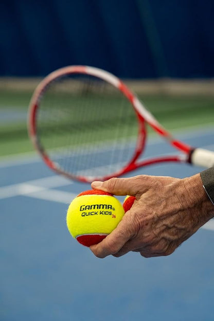 GAMMA Quick Kids 36 Training Tennis Balls for Kids & Beginners, Low-Compression Core Reduces Speed & Bounce, Great for Tennis Practice, USTA & ITF Approved for Use in 10 & Under Tournaments
