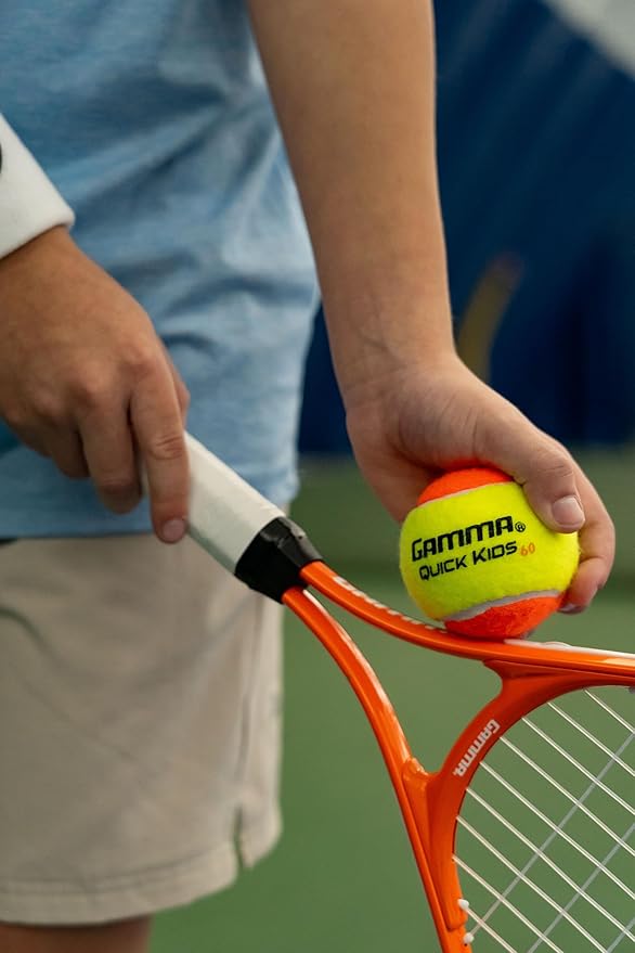 GAMMA Quick Kids 60 Training Tennis Balls for Kids & Beginners, Low-Compression Core Reduces Speed & Bounce, Great for Tennis Practice, USTA & ITF Approved for Use in 10 & Under Tournaments