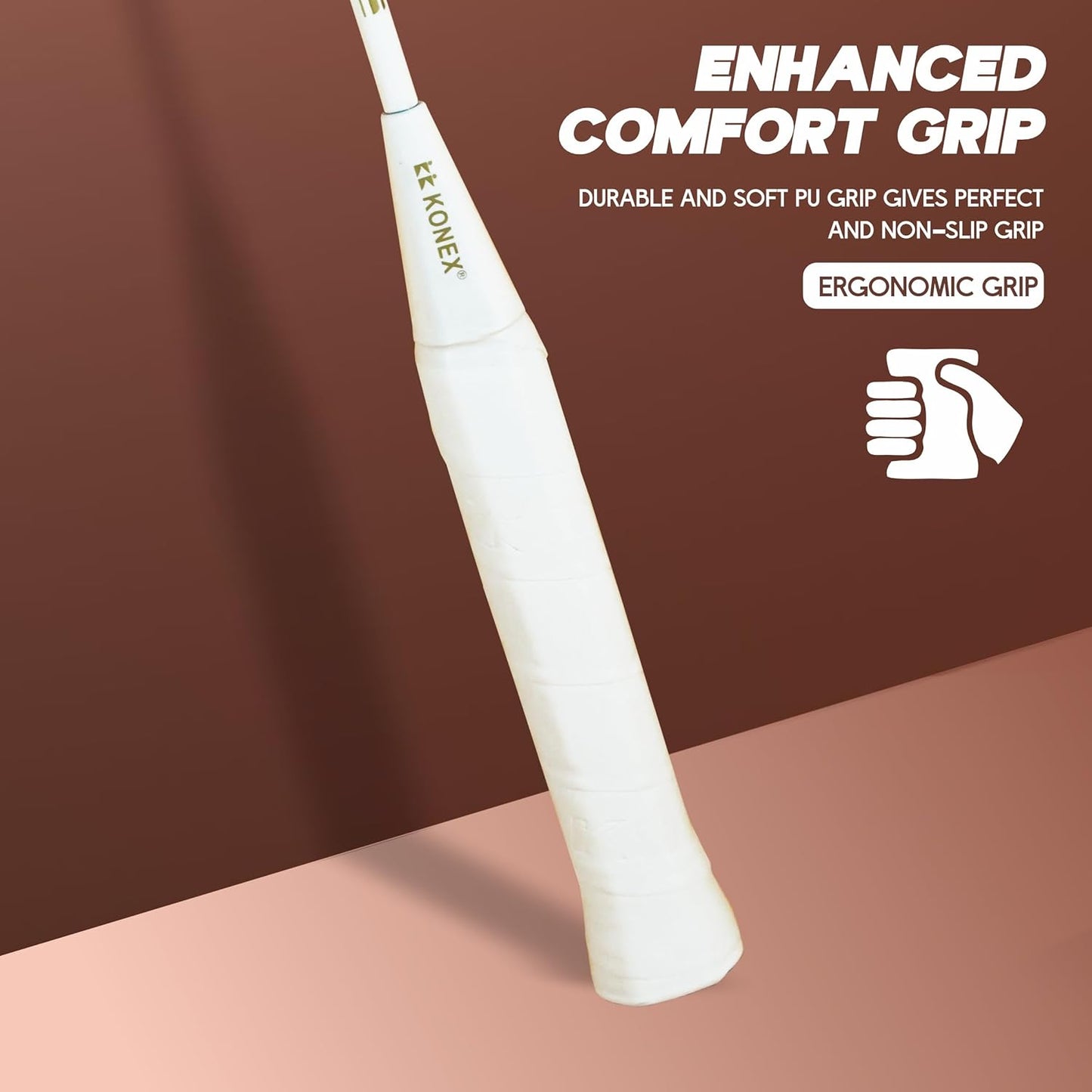 مضارب كرة الريشة Konex مع غطاء كامل، عبوة من 2 قطعة