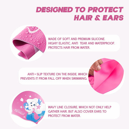 قبعة سباحة مقاومة للماء من Konex للرجال والنساء والفتيان والفتيات | سيليكون | مقاس واحد يناسب الجميع | لا تسحب الشعر | تمنع التلف الكيميائي