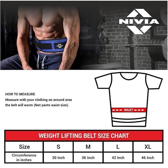NIVIA EVA دعامة ظهر قابلة للتعديل مع حزام فيلكرو لرفع الأثقال وتسكين الآلام والجيم والتمارين الرياضية وركوب الدراجات، أزرق/أسود، 1.07 متر
