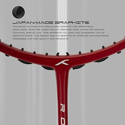 HUNDRED ROCK 88 مضرب تنس الريشة من ألياف الكربون مع غطاء مضرب كامل | لاعبون متوسطون | 82 جرام | أقصى شد للوتر - 32 رطلاً