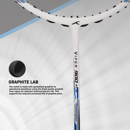 HUNDRED Viper 900 مضرب تنس الريشة من ألياف الكربون مع غطاء مضرب كامل | لاعبون متوسطون | 79 جرام | أقصى شد للوتر - 32 رطلاً