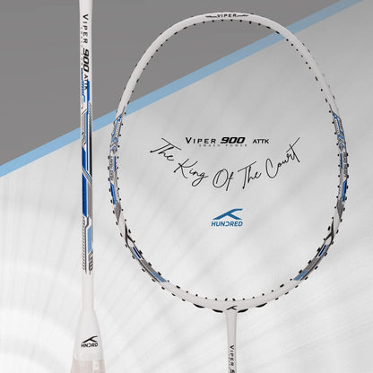 HUNDRED Viper 900 مضرب تنس الريشة من ألياف الكربون مع غطاء مضرب كامل | لاعبون متوسطون | 79 جرام | أقصى شد للوتر - 32 رطلاً