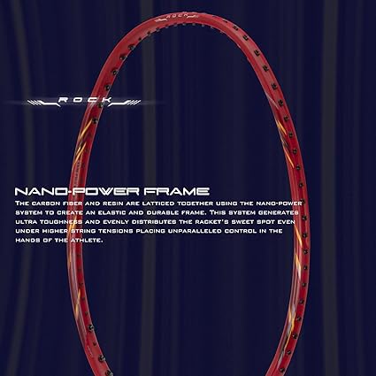 HUNDRED ROCK 88 مضرب تنس الريشة من ألياف الكربون مع غطاء مضرب كامل | لاعبون متوسطون | 82 جرام | أقصى شد للوتر - 32 رطلاً