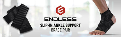 Endless دعامة دعم الكاحل سهلة الانزلاق - عبوة من قطعتين | دعامة للصالة الرياضية والرياضة والتمارين الرياضية وأنشطة ركوب الدراجات | للرجال والنساء | اللون: أسود | الخامة: أسود |: النيوبرين والبوليستر