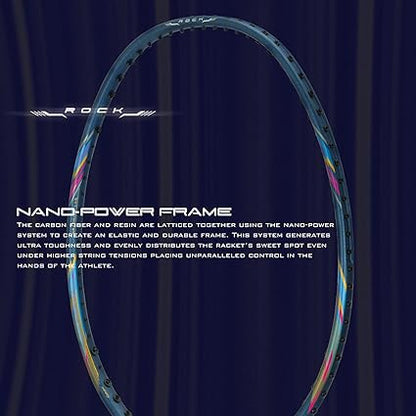 HUNDRED ROCK 88 مضرب تنس الريشة من ألياف الكربون مع غطاء مضرب كامل | لاعبون متوسطون | 82 جرام | أقصى شد للوتر - 32 رطلاً