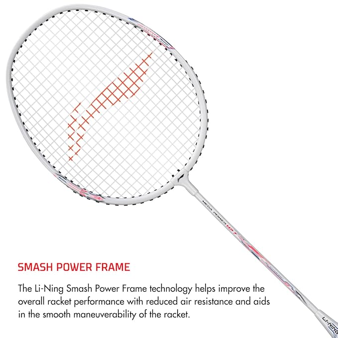 Li-Ning Mega Power مضرب تنس الريشة مع إطار Smash Power مع غطاء كامل مجاني