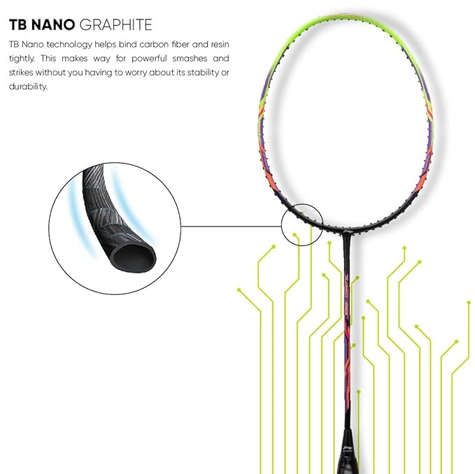 Li-Ning Turbo راكت مصنوع من ألياف الكربون 99 مع غطاء كامل مجاني (84 جرام. 30 رطل)