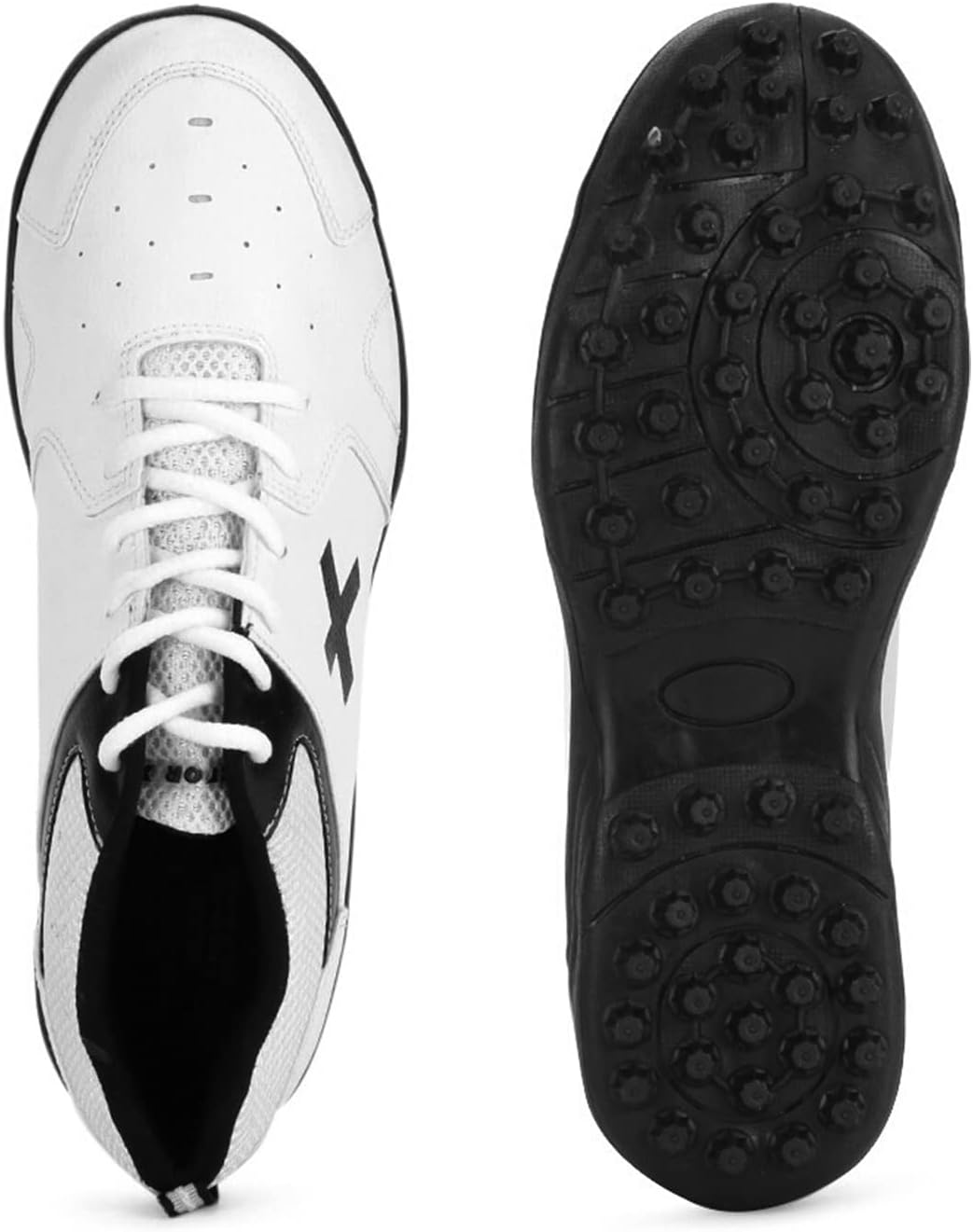 Vector X Blast أحذية الكريكيت | أسود/أبيض | أولاد ورجال | بلاستيك PVC