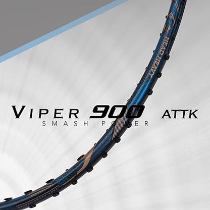 HUNDRED Viper 900 مضرب تنس الريشة من ألياف الكربون مع غطاء مضرب كامل | لاعبون متوسطون | 79 جرام | أقصى شد للوتر - 32 رطلاً