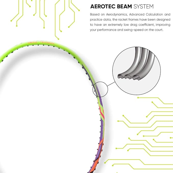 Li-Ning Turbo راكت مصنوع من ألياف الكربون 99 مع غطاء كامل مجاني (84 جرام. 30 رطل)