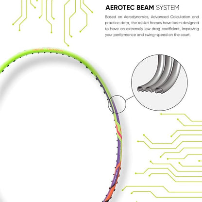 Li-Ning Turbo راكت مصنوع من ألياف الكربون 99 مع غطاء كامل مجاني (84 جرام. 30 رطل)