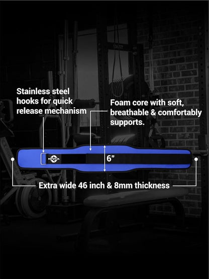 NIVIA EVA دعامة ظهر قابلة للتعديل مع حزام فيلكرو لرفع الأثقال وتسكين الآلام والجيم والتمارين الرياضية وركوب الدراجات، أزرق/أسود، 1.07 متر