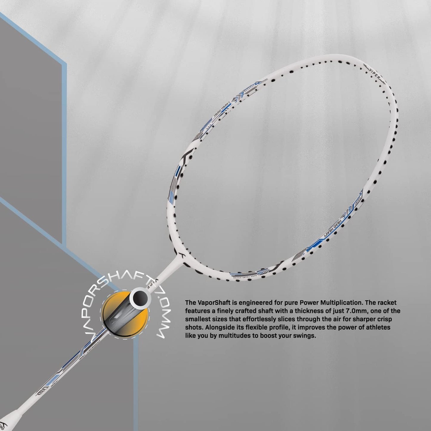 HUNDRED Viper 900 مضرب تنس الريشة من ألياف الكربون مع غطاء مضرب كامل | لاعبون متوسطون | 79 جرام | أقصى شد للوتر - 32 رطلاً