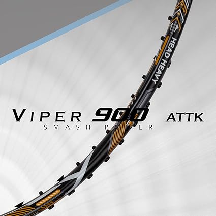 HUNDRED Viper 900 مضرب تنس الريشة من ألياف الكربون مع غطاء مضرب كامل | لاعبون متوسطون | 79 جرام | أقصى شد للوتر - 32 رطلاً