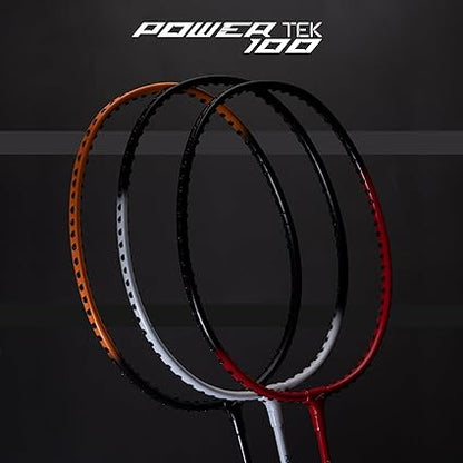 HUNDRED Powertek 100 Badminton Racket (Set of 2) with Full Cover (Size: Standard, Handle Size: G5) | Racket | Material: Aluminum | Max Tension: 16-18 lbs | For Intermediate Players