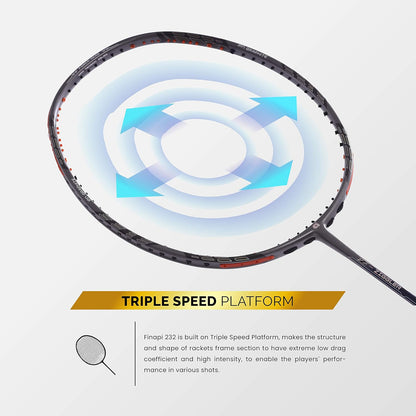 مضرب كرة الريشة Apacs Z-Ziggler (38 رطل، Mega Tension) من الجرافيت بدون أوتار مع غطاء كامل (رمادي)