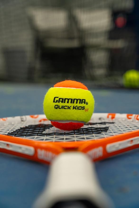 GAMMA Quick Kids 60 Training Tennis Balls for Kids & Beginners, Low-Compression Core Reduces Speed & Bounce, Great for Tennis Practice, USTA & ITF Approved for Use in 10 & Under Tournaments