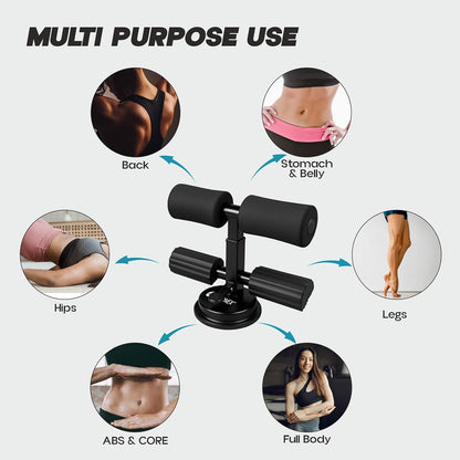 قضيب تمرينات البطن Konex للتمارين المنزلية والرياضية | جهاز تمرينات البطن المحمول مع قاعدة شفط قوية | مثالي للوركين والساقين والظهر والبطن والعضلات الأساسية - أسود