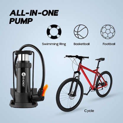مضخة هواء كونيكس عالية الضغط مع مقياس للدرجات للدرجات الهوائية والدراجات وإطارات السيارات وكرة القدم وكرة السلة وغيرها من المعدات الرياضية القابلة للنفخ والكرات (أسود)