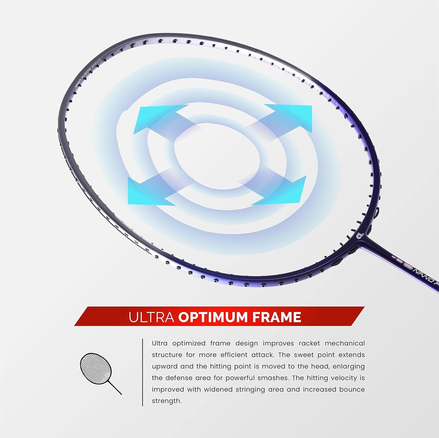 مضرب كرة الريشة Apacs Nano Fusion Speed 722 (76 جرام، 30 رطل) خفيف الوزن للغاية بدون أوتار مع غطاء كامل (أرجواني)