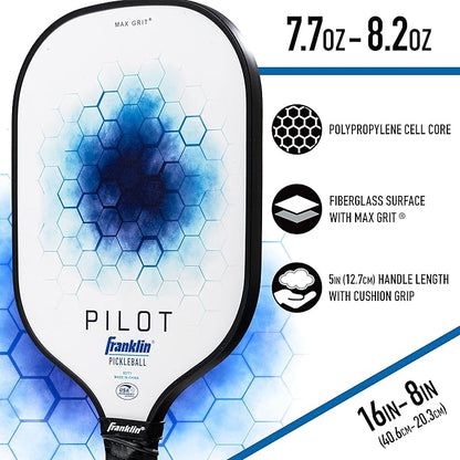 Franklin Sports Pickleball Paddle - Pilot Polypropylene Core Pickleball Racket - Official USA Pickleball (USAPA) Approved Pickleball Paddle - Lightweight Pro Racket - 10mm Thick Core
