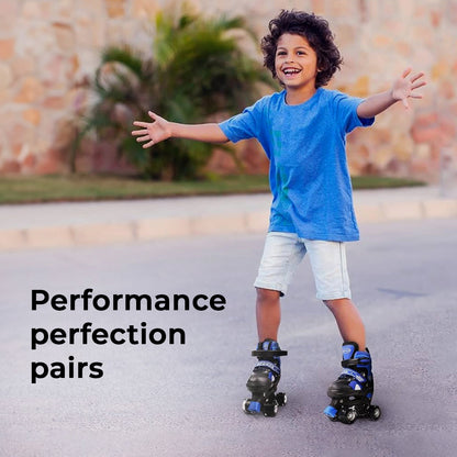 Endless EL1029 حذاء تزلج مضمن قابل للتعديل مقاس M 34 EU - 38 EU للأطفال من سن 6 إلى 12 عامًا | هيكل قوي وعجلات وامضة من مادة البولي يوريثين مقاس 70 مم | محامل ABEC 7 | للاستخدام الداخلي والخارجي