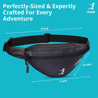حقيبة خصر Vifitkit للرجال، حقيبة خصر للنساء، حقيبة خصر للرجال، حقيبة خصر للنساء، حقيبة صدر للنساء، حقيبة خصر للرجال، حقيبة خصر للأولاد، حقائب خصر للبنات، حقيبة خصر - أسود